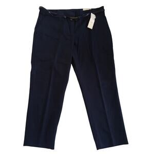 Charter Club Womens Sz 18 Classic Fit Tummy Slimming Ankle Pants Navy Belted